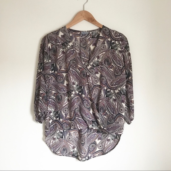 Abbeline Paisley Hi-Lo Surplice Blouse - Picture 2 of 8